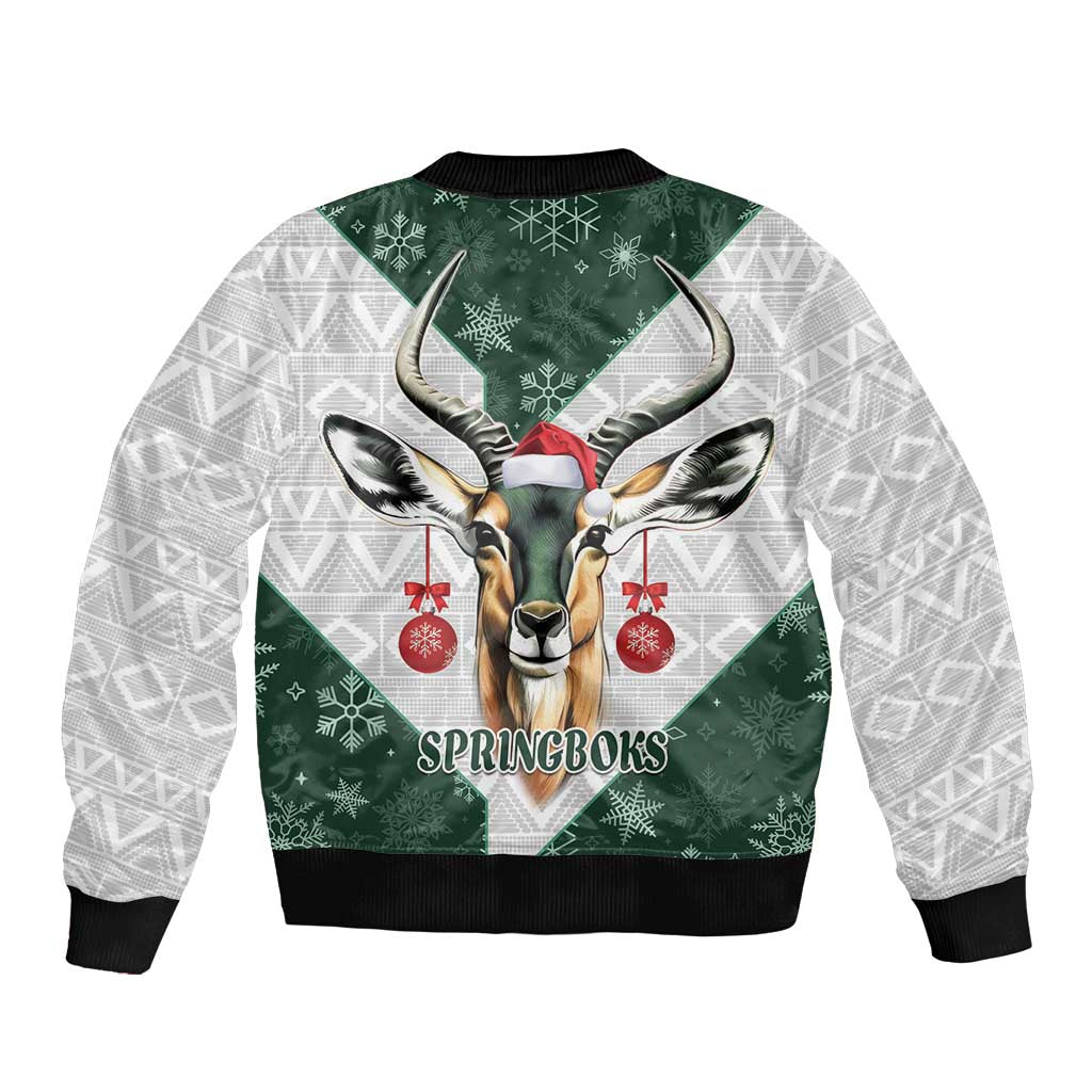 South Africa Springboks Christmas Bomber Jacket Bokke Santa - Geseende Kersfees