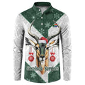 South Africa Springboks Christmas Button Sweatshirt Bokke Santa - Geseende Kersfees
