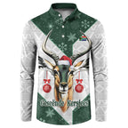 South Africa Springboks Christmas Button Sweatshirt Bokke Santa - Geseende Kersfees