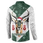 South Africa Springboks Christmas Button Sweatshirt Bokke Santa - Geseende Kersfees