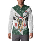 South Africa Springboks Christmas Button Sweatshirt Bokke Santa - Geseende Kersfees