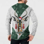 South Africa Springboks Christmas Button Sweatshirt Bokke Santa - Geseende Kersfees