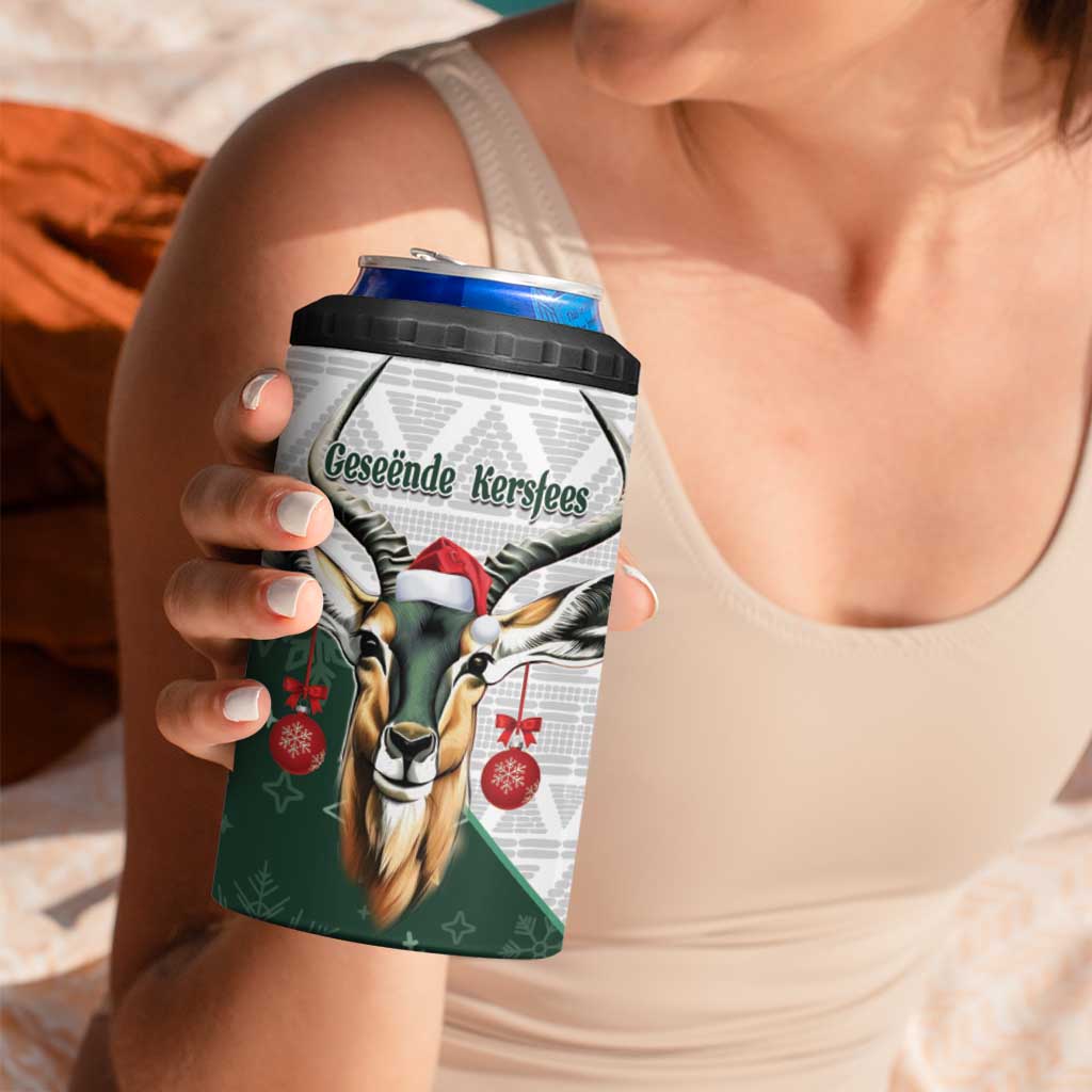 South Africa Springboks Christmas 4 in 1 Can Cooler Tumbler Bokke Santa - Geseende Kersfees