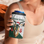 South Africa Springboks Christmas 4 in 1 Can Cooler Tumbler Bokke Santa - Geseende Kersfees