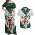 South Africa Springboks Christmas Couples Matching Off Shoulder Maxi Dress and Hawaiian Shirt Bokke Santa - Geseende Kersfees
