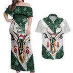 South Africa Springboks Christmas Couples Matching Off Shoulder Maxi Dress and Hawaiian Shirt Bokke Santa - Geseende Kersfees