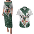 South Africa Springboks Christmas Couples Matching Puletasi and Hawaiian Shirt Bokke Santa - Geseende Kersfees