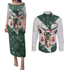 South Africa Springboks Christmas Couples Matching Puletasi and Long Sleeve Button Shirt Bokke Santa - Geseende Kersfees