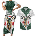 South Africa Springboks Christmas Couples Matching Short Sleeve Bodycon Dress and Hawaiian Shirt Bokke Santa - Geseende Kersfees