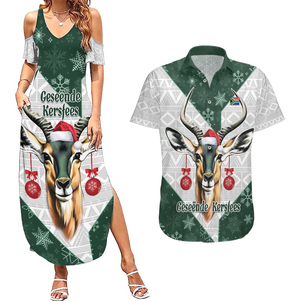South Africa Springboks Christmas Couples Matching Summer Maxi Dress and Hawaiian Shirt Bokke Santa - Geseende Kersfees