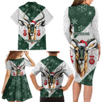 South Africa Springboks Christmas Family Matching Long Sleeve Bodycon Dress and Hawaiian Shirt Bokke Santa - Geseende Kersfees