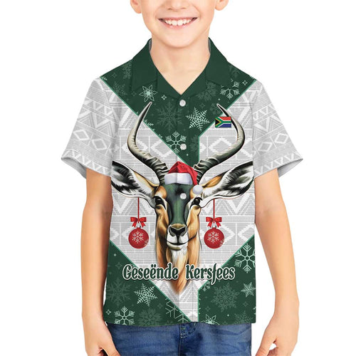 South Africa Springboks Christmas Family Matching Long Sleeve Bodycon Dress and Hawaiian Shirt Bokke Santa - Geseende Kersfees