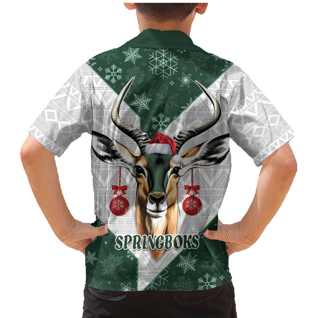 South Africa Springboks Christmas Family Matching Mermaid Dress and Hawaiian Shirt Bokke Santa - Geseende Kersfees
