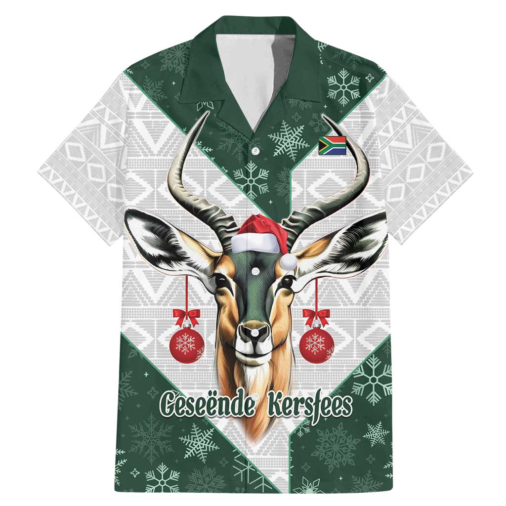 South Africa Springboks Christmas Family Matching Mermaid Dress and Hawaiian Shirt Bokke Santa - Geseende Kersfees