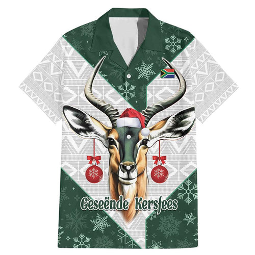 South Africa Springboks Christmas Family Matching Mermaid Dress and Hawaiian Shirt Bokke Santa - Geseende Kersfees