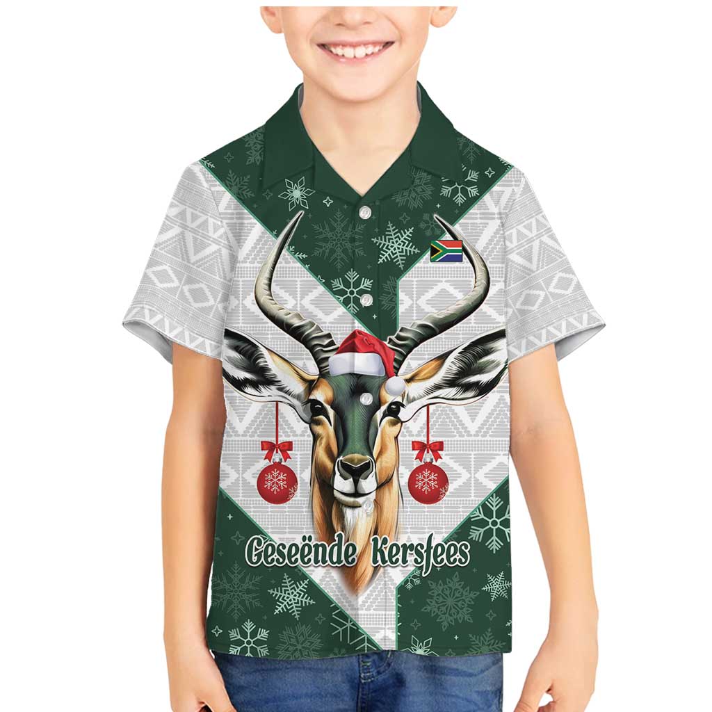 South Africa Springboks Christmas Family Matching Mermaid Dress and Hawaiian Shirt Bokke Santa - Geseende Kersfees