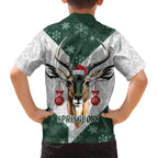 South Africa Springboks Christmas Family Matching Off The Shoulder Long Sleeve Dress and Hawaiian Shirt Bokke Santa - Geseende Kersfees