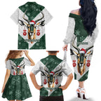 South Africa Springboks Christmas Family Matching Off The Shoulder Long Sleeve Dress and Hawaiian Shirt Bokke Santa - Geseende Kersfees