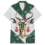 South Africa Springboks Christmas Family Matching Off The Shoulder Long Sleeve Dress and Hawaiian Shirt Bokke Santa - Geseende Kersfees