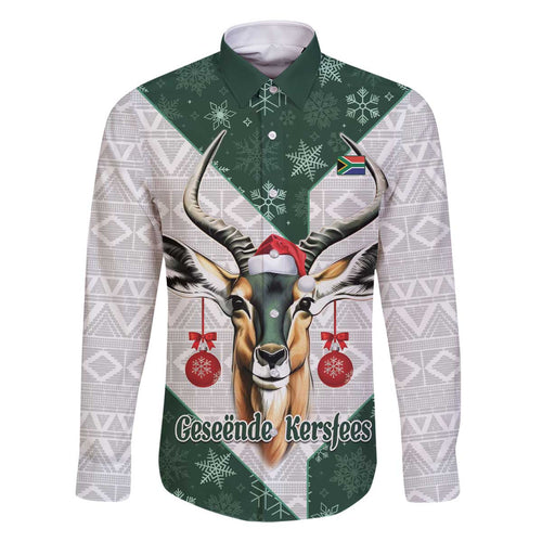 South Africa Springboks Christmas Family Matching Off The Shoulder Long Sleeve Dress and Hawaiian Shirt Bokke Santa - Geseende Kersfees