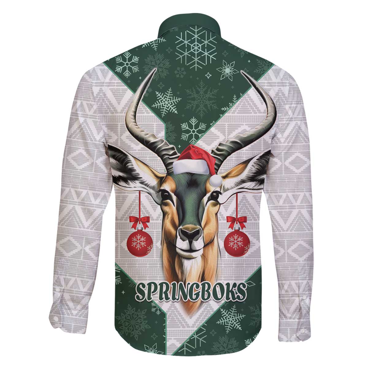 South Africa Springboks Christmas Family Matching Off The Shoulder Long Sleeve Dress and Hawaiian Shirt Bokke Santa - Geseende Kersfees