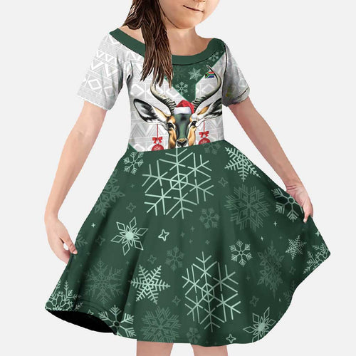 South Africa Springboks Christmas Family Matching Off Shoulder Maxi Dress and Hawaiian Shirt Bokke Santa - Geseende Kersfees