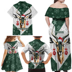 South Africa Springboks Christmas Family Matching Off Shoulder Maxi Dress and Hawaiian Shirt Bokke Santa - Geseende Kersfees