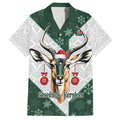 South Africa Springboks Christmas Family Matching Off Shoulder Maxi Dress and Hawaiian Shirt Bokke Santa - Geseende Kersfees