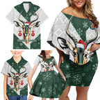 South Africa Springboks Christmas Family Matching Off Shoulder Short Dress and Hawaiian Shirt Bokke Santa - Geseende Kersfees