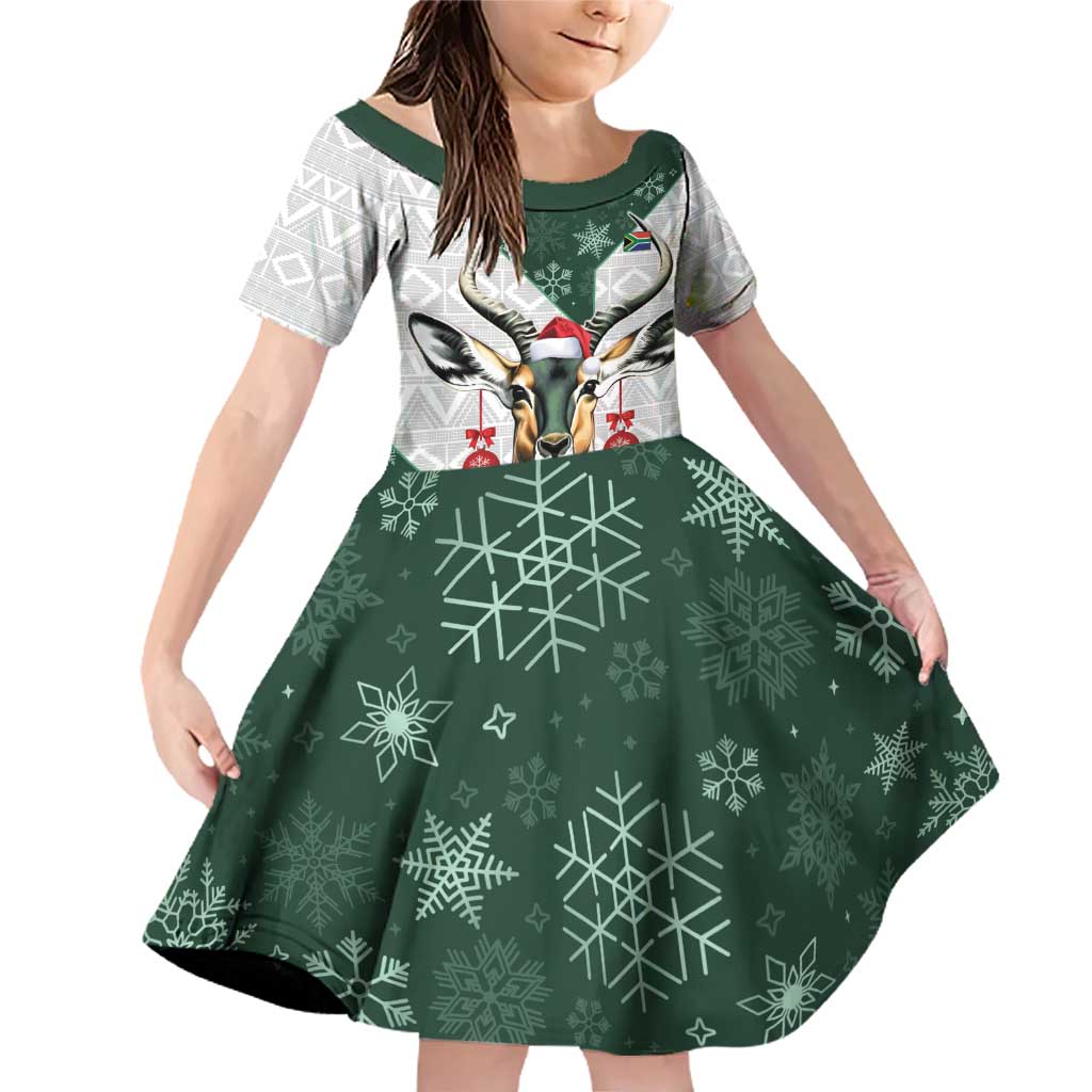 South Africa Springboks Christmas Family Matching Off Shoulder Short Dress and Hawaiian Shirt Bokke Santa - Geseende Kersfees