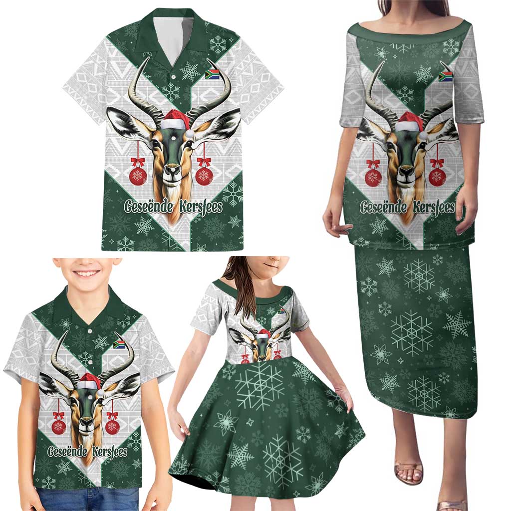 South Africa Springboks Christmas Family Matching Puletasi and Hawaiian Shirt Bokke Santa - Geseende Kersfees