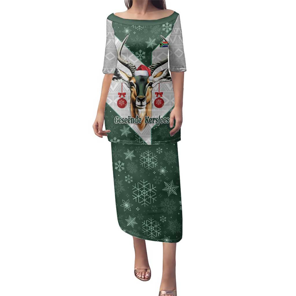 South Africa Springboks Christmas Family Matching Puletasi and Hawaiian Shirt Bokke Santa - Geseende Kersfees