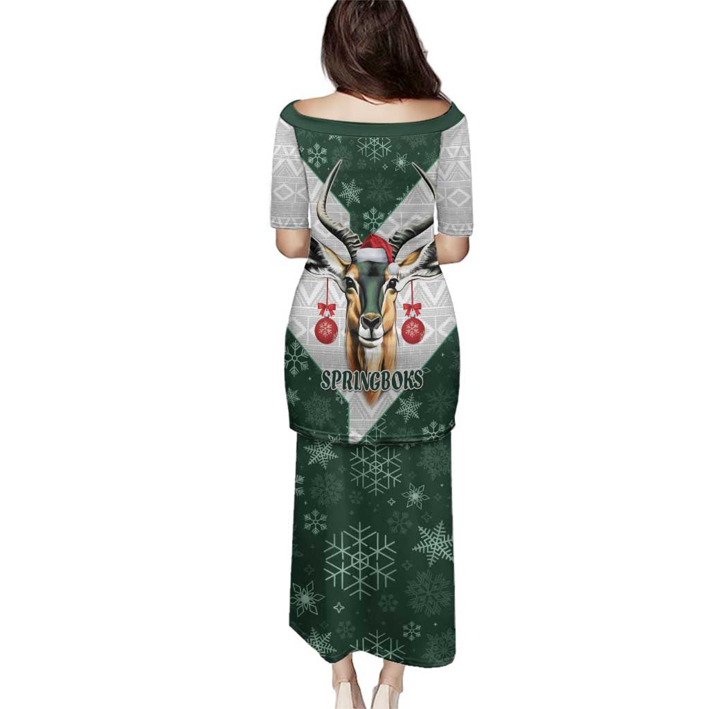 South Africa Springboks Christmas Family Matching Puletasi and Hawaiian Shirt Bokke Santa - Geseende Kersfees