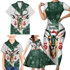 South Africa Springboks Christmas Family Matching Short Sleeve Bodycon Dress and Hawaiian Shirt Bokke Santa - Geseende Kersfees