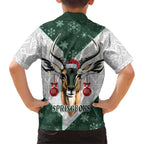 South Africa Springboks Christmas Family Matching Short Sleeve Bodycon Dress and Hawaiian Shirt Bokke Santa - Geseende Kersfees