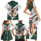 South Africa Springboks Christmas Family Matching Short Sleeve Bodycon Dress and Hawaiian Shirt Bokke Santa - Geseende Kersfees