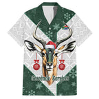 South Africa Springboks Christmas Family Matching Short Sleeve Bodycon Dress and Hawaiian Shirt Bokke Santa - Geseende Kersfees