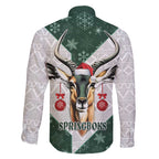 South Africa Springboks Christmas Family Matching Short Sleeve Bodycon Dress and Hawaiian Shirt Bokke Santa - Geseende Kersfees