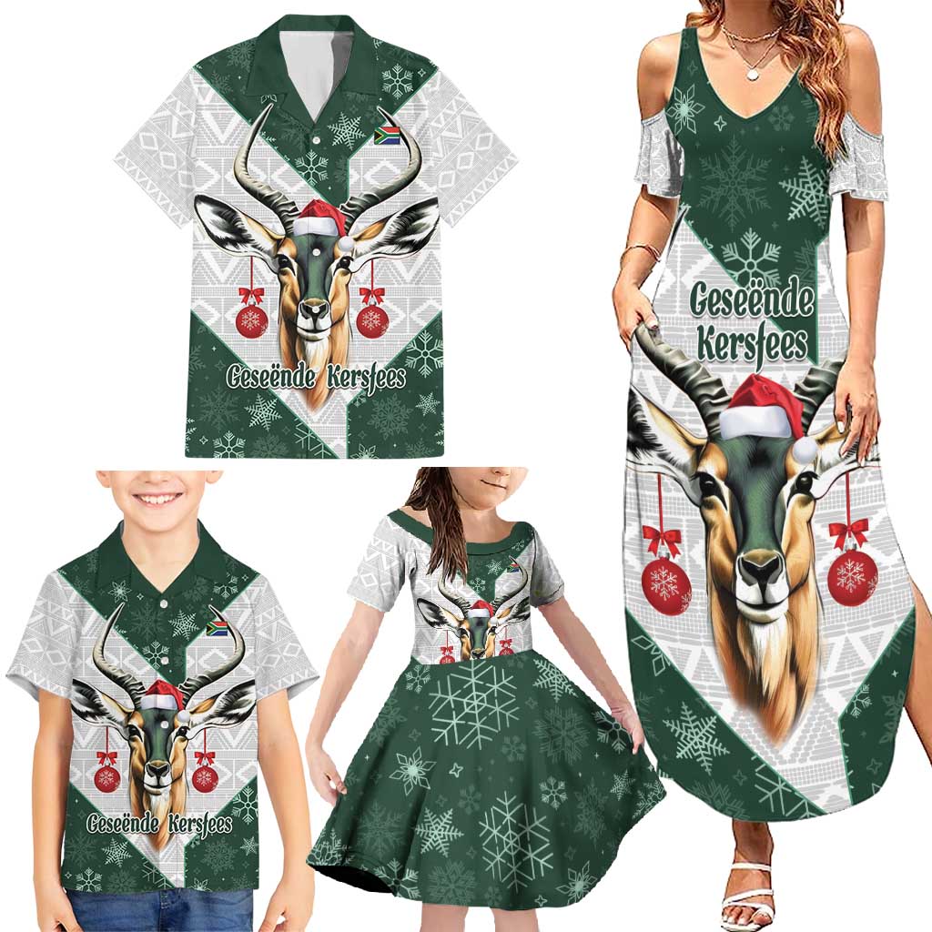 South Africa Springboks Christmas Family Matching Summer Maxi Dress and Hawaiian Shirt Bokke Santa - Geseende Kersfees