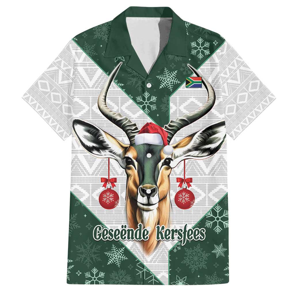 South Africa Springboks Christmas Family Matching Summer Maxi Dress and Hawaiian Shirt Bokke Santa - Geseende Kersfees