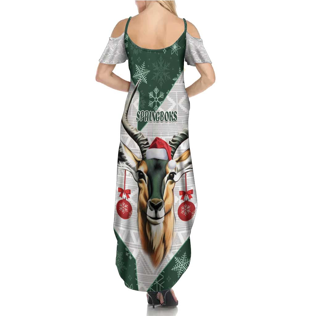 South Africa Springboks Christmas Family Matching Summer Maxi Dress and Hawaiian Shirt Bokke Santa - Geseende Kersfees