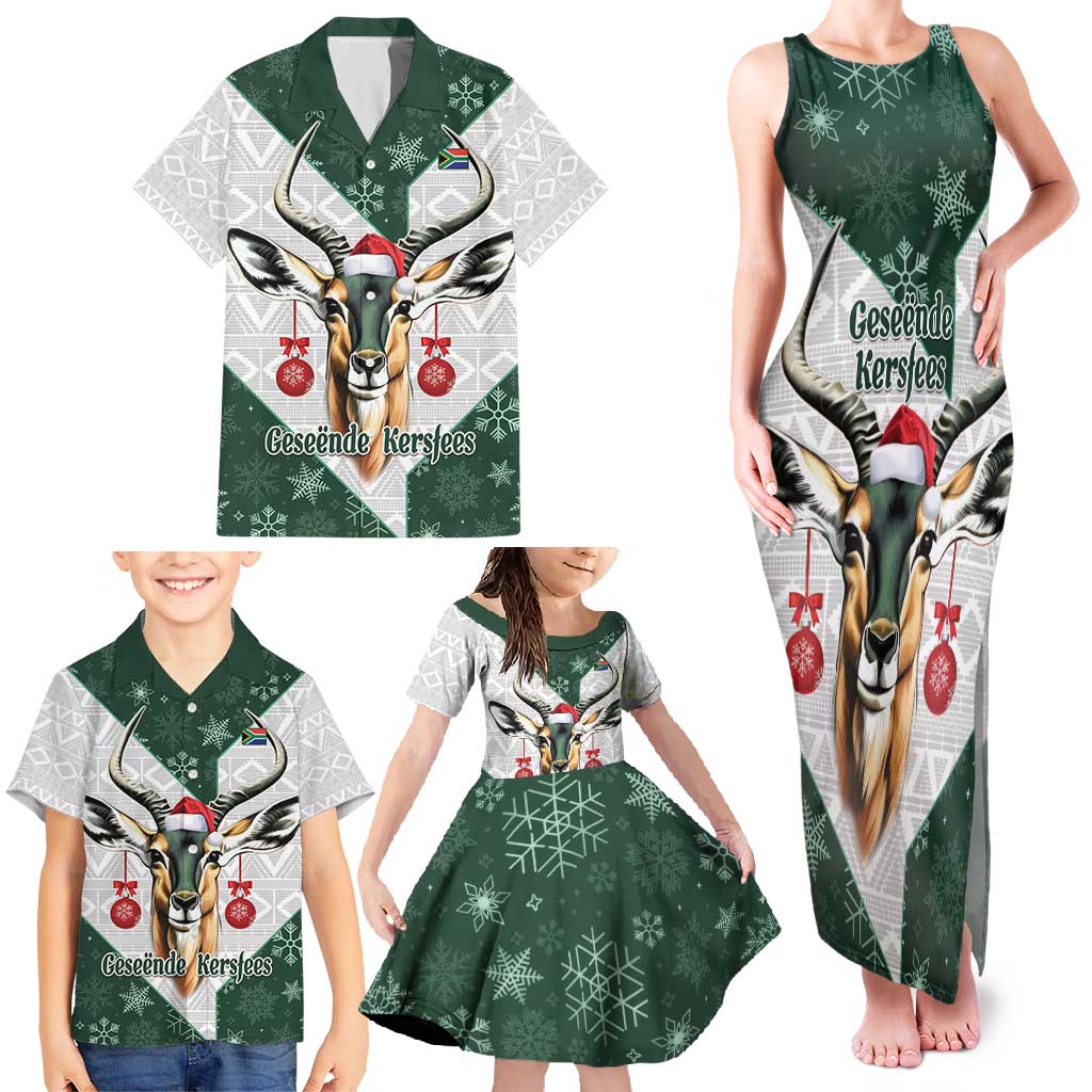 South Africa Springboks Christmas Family Matching Tank Maxi Dress and Hawaiian Shirt Bokke Santa - Geseende Kersfees