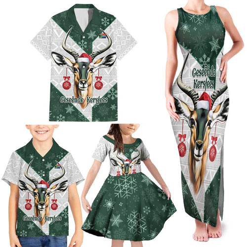 South Africa Springboks Christmas Family Matching Tank Maxi Dress and Hawaiian Shirt Bokke Santa - Geseende Kersfees