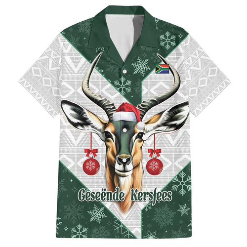 South Africa Springboks Christmas Family Matching Tank Maxi Dress and Hawaiian Shirt Bokke Santa - Geseende Kersfees