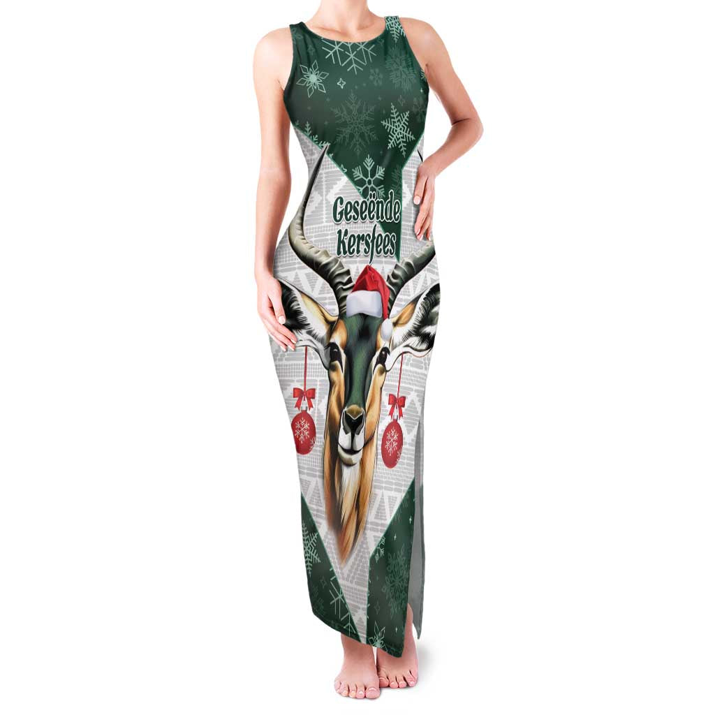 South Africa Springboks Christmas Family Matching Tank Maxi Dress and Hawaiian Shirt Bokke Santa - Geseende Kersfees