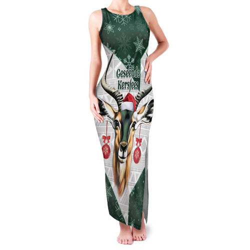 South Africa Springboks Christmas Family Matching Tank Maxi Dress and Hawaiian Shirt Bokke Santa - Geseende Kersfees