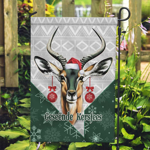 South Africa Springboks Christmas Garden Flag Bokke Santa - Geseende Kersfees