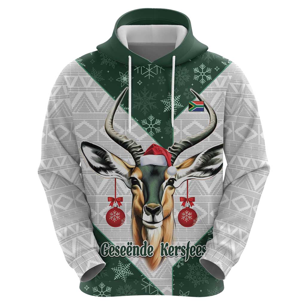 South Africa Springboks Christmas Hoodie Bokke Santa - Geseende Kersfees