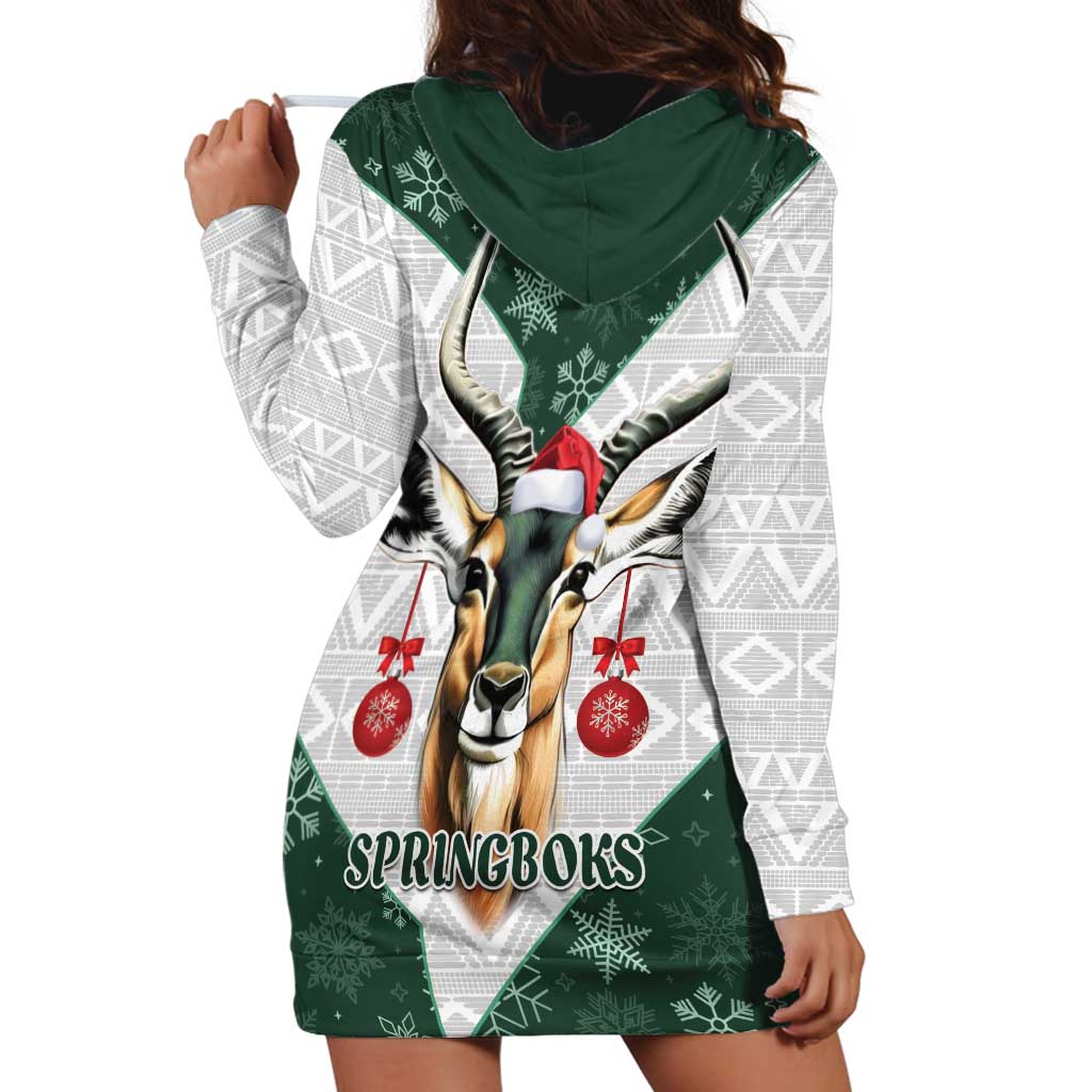 South Africa Springboks Christmas Hoodie Dress Bokke Santa - Geseende Kersfees