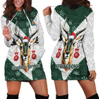 South Africa Springboks Christmas Hoodie Dress Bokke Santa - Geseende Kersfees